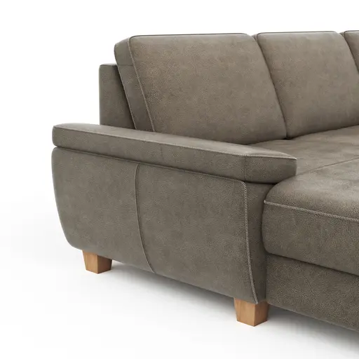 Wohnlandschaft Sommerville - Longchair links mit 2,5-Sitzer und Ecke rechts, Stoff, Braun