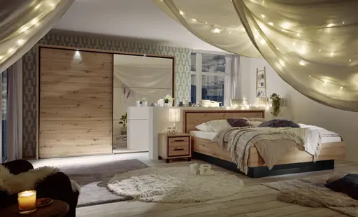 Kommode FARIDA - Eiche Dekor, Schwarz