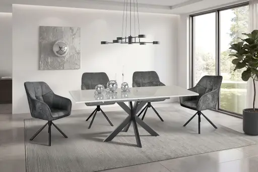 Armlehnstuhl MARLE - drehbar, Stoff, Anthrazit