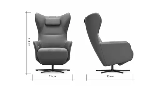 Relaxsessel Clemens - inkl. Relaxfunktion (motorisch), Kopfstütze/Akku, Stoff, Grau