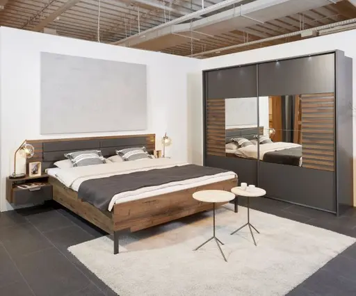 Bettanlage- Liegefläche ca. 180x200 cm, Dunkelgrau, Eiche Dunkel