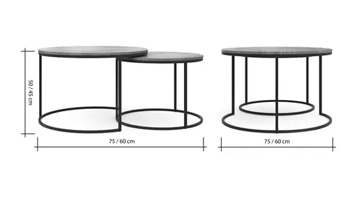 Beistelltisch-Set Kima - LBH ca. 75x75x50 cm/60x60x45 cm, Wildeiche geölt