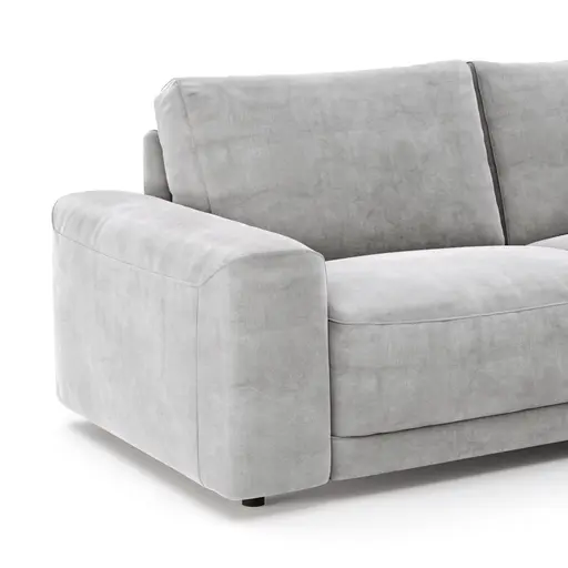 Ecksofa Balok - 2,5-Sitzer mit Longchair groß rechts, Stoff, Eisengrau