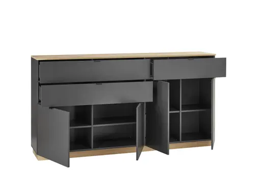 Sideboard- Anthrazit, Eiche Dekor