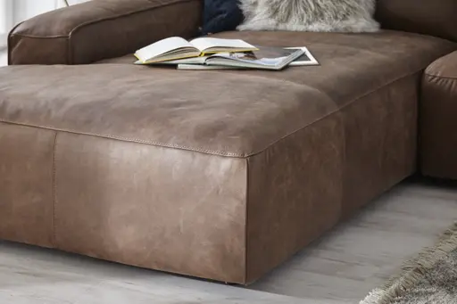 Ecksofa Denver - Longchair links mit 2,5-Sitzer, Leder, Braun