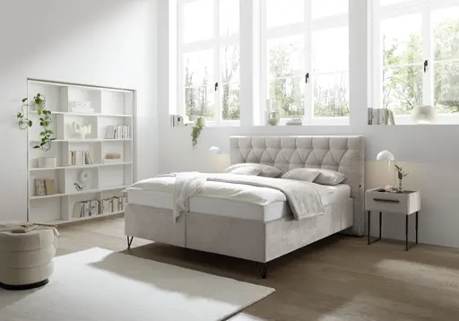 Polsterbett - Liegefläche ca. 180x200 cm, Stoff, Grau