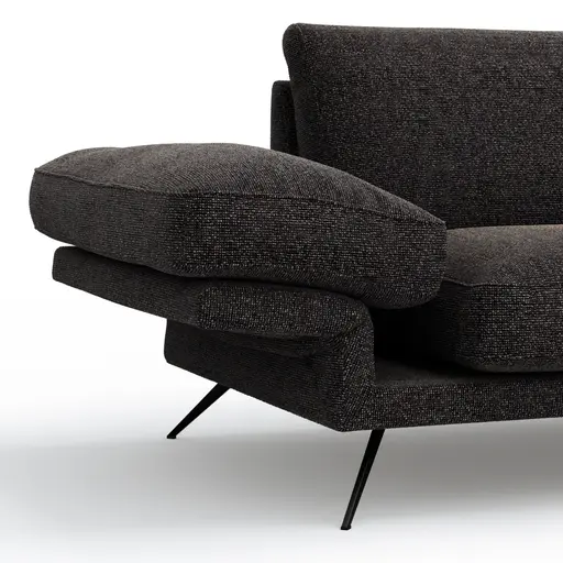 Ecksofa Valdemoro - 2,5-Sitzer mit Longchair rechts inkl. Rückenlehne verstellbar, Stoff, Anthrazit