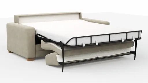 Sofa Lakeville 1 - 2-Sitzer inkl. Schlaffunktion, Gestell Schwarz, Stoff, Beige