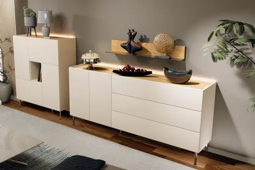 Sideboard - Kaschmir, Absetzung Eiche Bianco