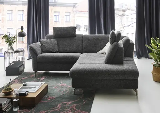 Sofa - 1-Sitzer mit XL Ecke, inkl. Sitztiefenverstellung, Stoff, Graphit