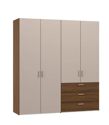 Drehtürenschrank JOIN IT- B ca. 202 cm, Nussbaum Dekor, Nougat