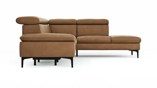 Ecksofa Felipa - 2,5-Sitzer mit Ecke rechts inkl. Armlehne verstellbar und Rückenlehne/Sitztiefe verstellbar (motorisch), Leder, Cognac