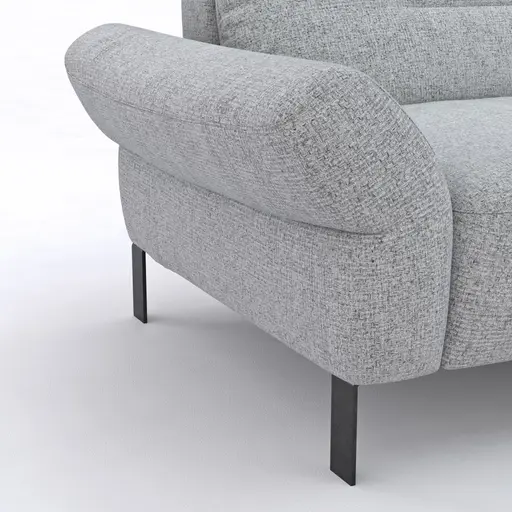 Ecksofa David - 1,5-Sitzer mit Longchair rechts inkl. Kopfstütze/Armlehne verstellbar, Stoff, Hellgrau