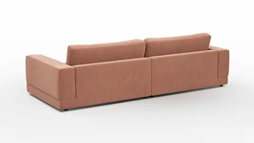 Ecksofa Juni - Longchair links mit 1,5-Sitzer, Stoff, Pfirsich