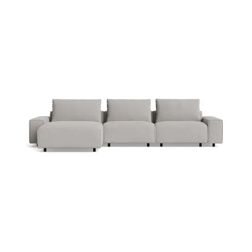Ecksofa Serava - 2,5-Sitzer mit Longchair rechts, Stoff, Grau
