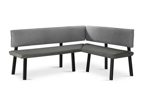 Eckbankgruppe - inkl. Tisch und 2x Stühle, Stoff, Grau