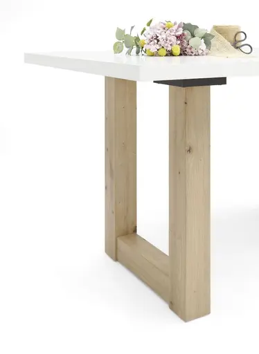 Esstisch- LB ca. 160x90 cm, Weiß, Eiche Dekor