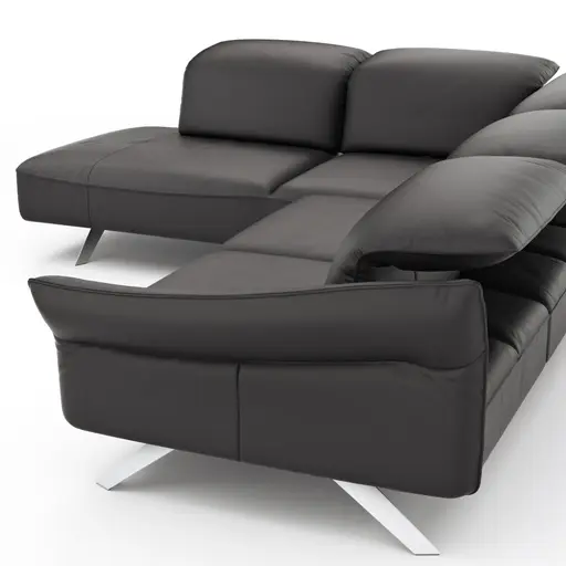 Ecksofa Bormio - Ecke links mit 2,5-Sitzer inklusive Relaxfunktion (motorisch), Leder, Schwarz