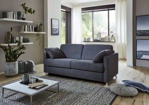 Faltbett Basic - 2-Sitzer mit Schlaffunktion inkl. Kaltschaummatratze und Armlehnkissen, Stoff, Anthrazit