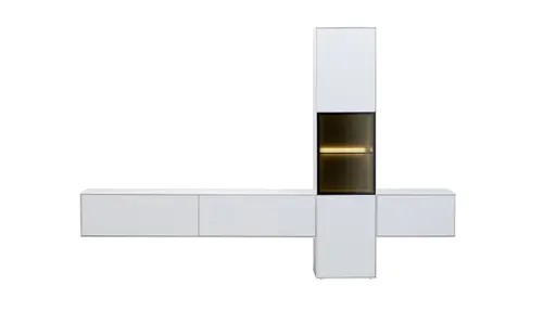 Wohnwand Medio - inkl. Beleuchtung, Lack, Weiß