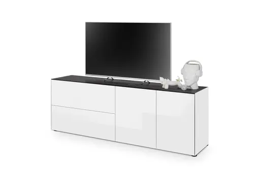 Lowboard - B ca. 181 cm, Weiß, Keramikoptik