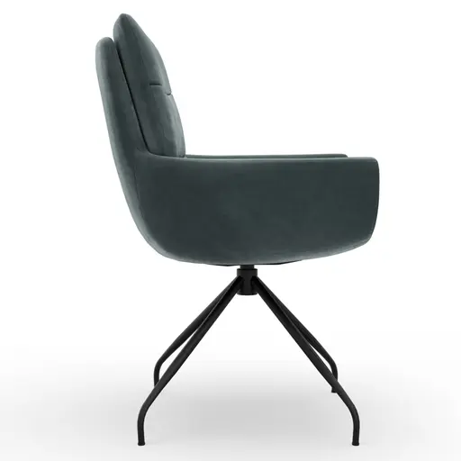 Armlehnstuhl Jukka - Stoff, Jade, Stativ, Schwarz, Drehbar