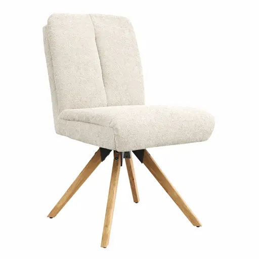 Stuhl Evania - Dreh und Relax-Funktion, niedriger Rücken, Stoff, Creme