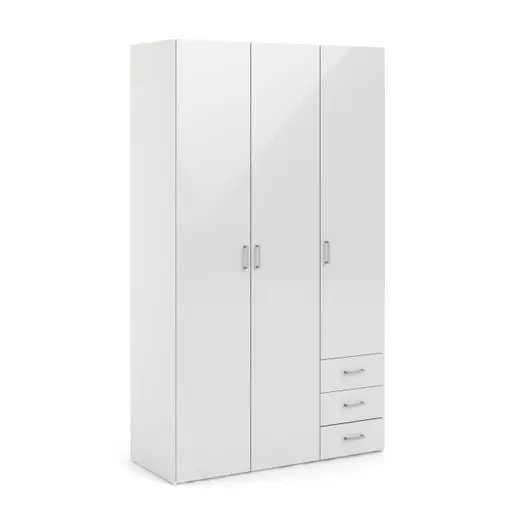 Drehtürenschrank- B ca. 116 cm, Weiß, Hochglanz
