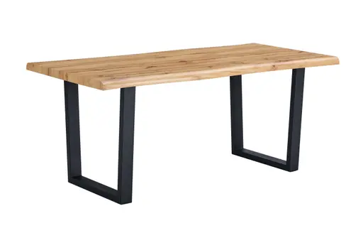 Esstisch - LB ca. 180x90 cm, Wildeiche Nachbildung, Baumkante, Schwarz