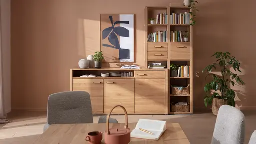 Wohnwand Elara - Eiche massiv, legno geölt