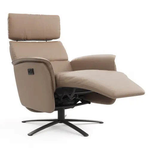 Relaxsessel Amila - Größe M, inkl. 2-motorischer Relaxfunktion und Kopfteilverstellung, Leder, Rauchbraun