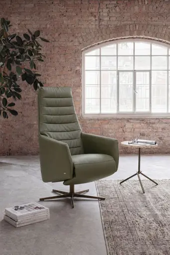 Relaxsessel Leopold - Größe L, inkl. Relaxfunktion, Leder, Olive