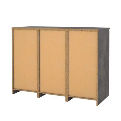 Kommode - B ca. 121 cm, Betonoptik, Weiß Hochglanz