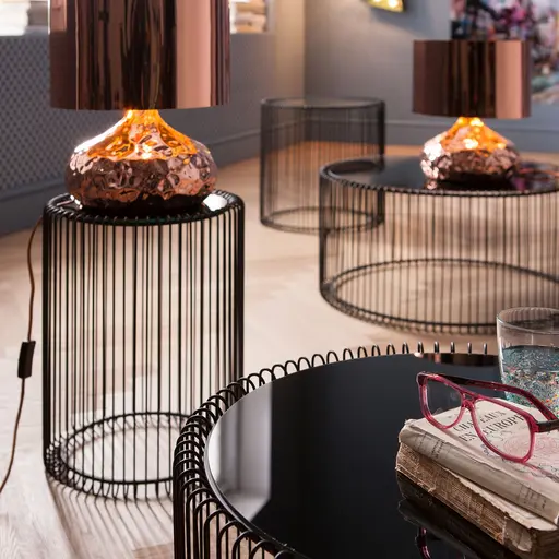 Beistelltisch-Set- Stahl, Schwarz, Glas, Schwarz