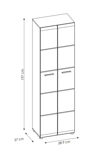 Garderobenschrank- Weiß, Weiß, Hochglanz