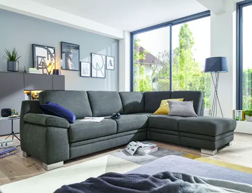 Ecksofa Tavira - 2,5-Sitzer mit Ecke rechts, Stoff, Anthrazit