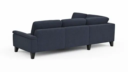 Ecksofa Oviedo - Ecke links mit 2,5-Sitzer inkl. Drehsitz, Stoff, Dunkelblau