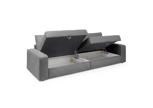 Big-Sofa Jella - 2-Sitzer, Schlaffunktion mit Bettkasten, Stoff, Grau