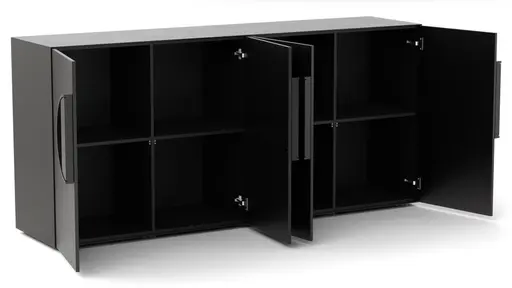 Sideboard Jyn - BHT ca. 197x91x46 cm, Lack, Schwarz, Bodenstehend