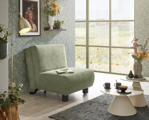  Faltsessel EBBY - ohne Armlehne inkl. Schlaffunktion, Stoff, Grün