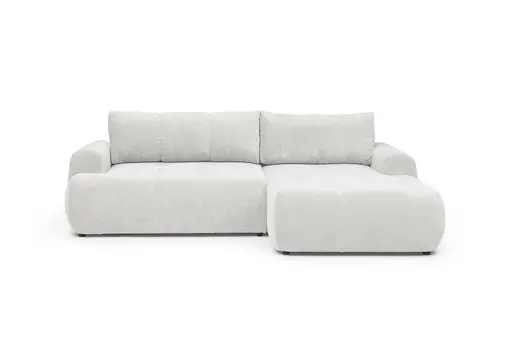 Ecksofa - 2-Sitzer mit Longchair rechts, Stoff, Silbergrau