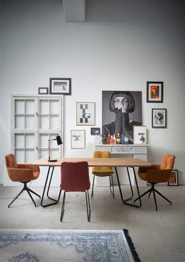 Armlehnstuhl Pelle - Stoff, Kupfer, Schwarzgrau