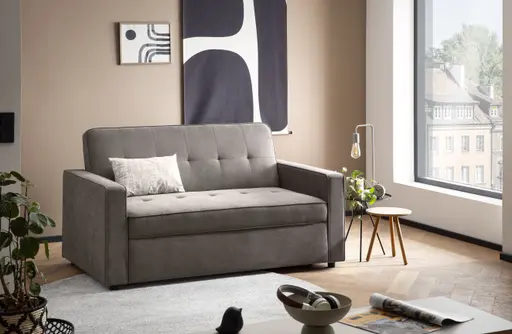 Schlafsofa - 2-Sitzer inkl. Schlaffunktion, Stoff, Braun