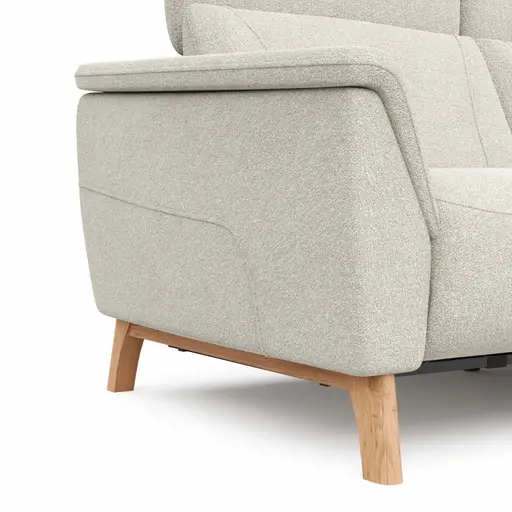 Ecksofa Nevin - 2-Sitzer mit Longchair rechts, inkl. Relaxfunktion (motorisch) und Kopfpolsterverstellung, Stoff, Weiß