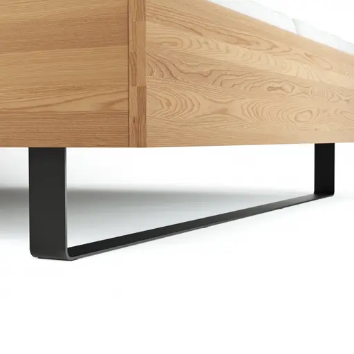 Bett Lenoso - Liegefläche ca. 180x200 cm, Eiche massiv, Kunstleder Anthrazit