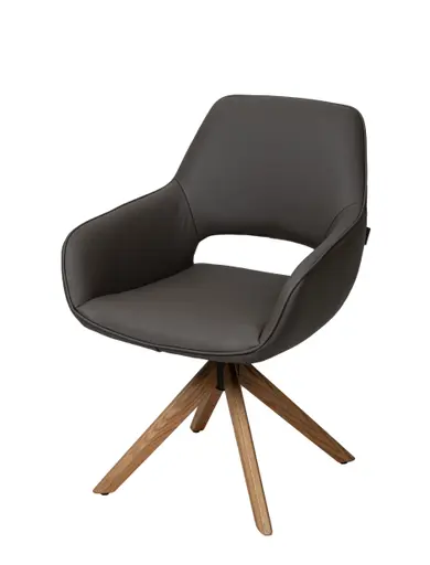 Armlehnstuhl MARIELLE - drehbar, Leder, Dunkelbraun