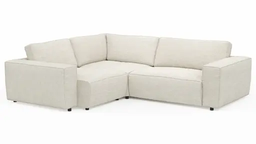 Ecksofa Lilaia - 1,5-Sitzer Tief, Ecke, 2-Sitzer rechts, Stoff, Creme