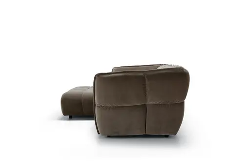 Ecksofa Hedda - Longchair links, 1-Sitzer, Velour, Rauchbraun