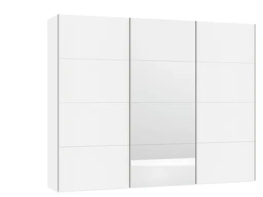 Schwebetürenschrank JOIN IT- B ca. 303 cm., Weiß, Glas, Weiß, Spiegel