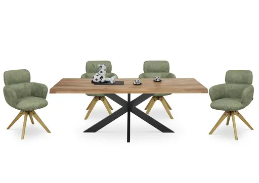 Armlehnstuhl MANJA - drehbar, Stoff, Grün